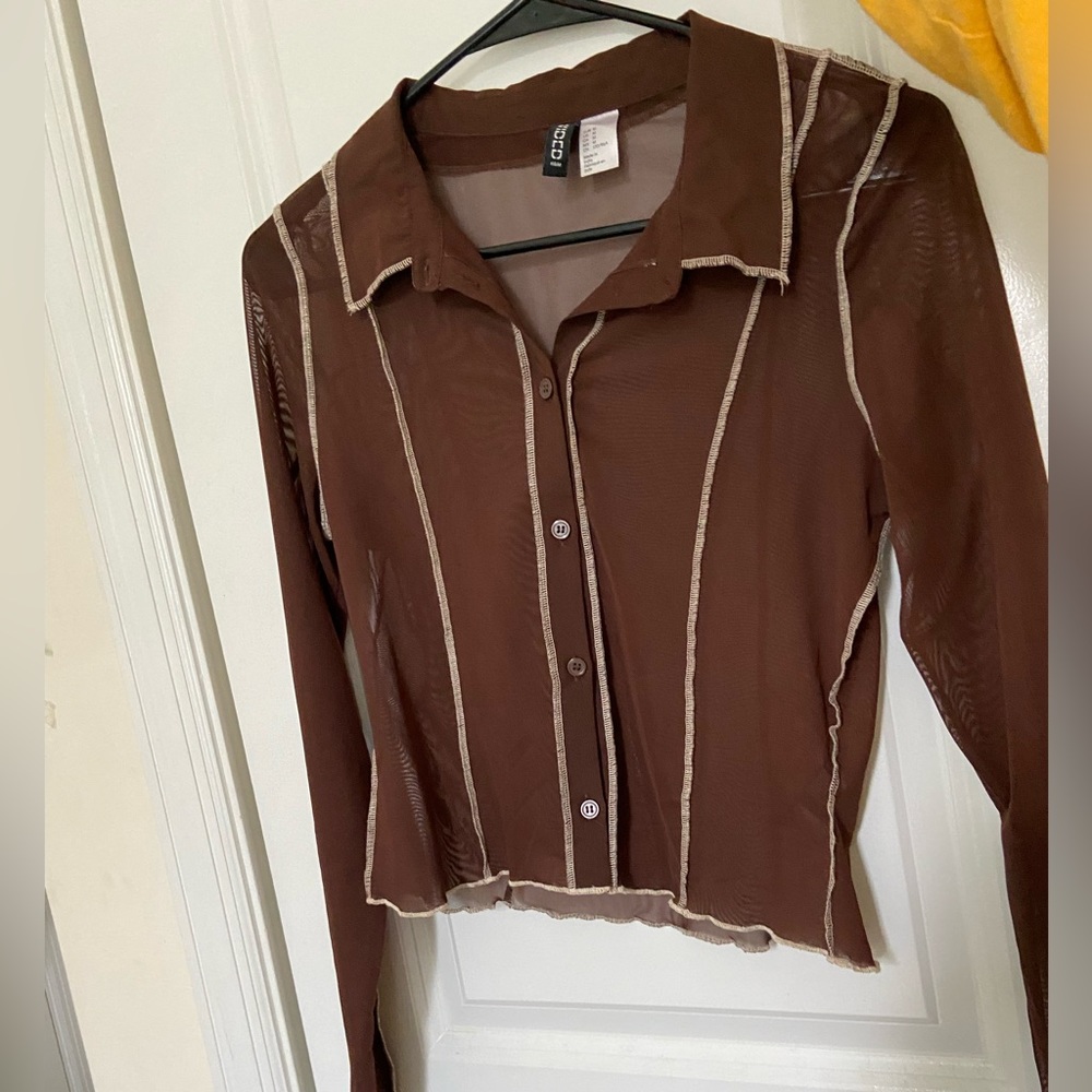 Brown mesh h&m top
